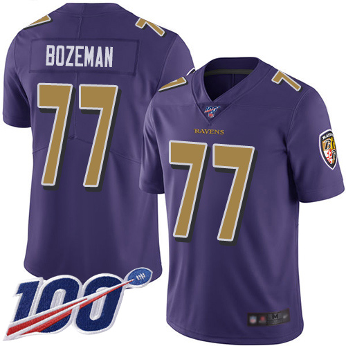 Baltimore Ravens Limited Purple Men Bradley Bozeman Jersey NFL Football #77 100th Season Rush Vapor Untouchable